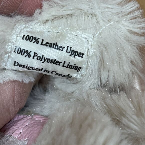 Jack and Lily Girls Pink Leather Booties Size 12-18 M Faux Fur Lined Excellent - Picture 8 of 11